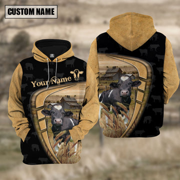 Uni Personalized Name Farm Holstein Black Yellow Hoodie