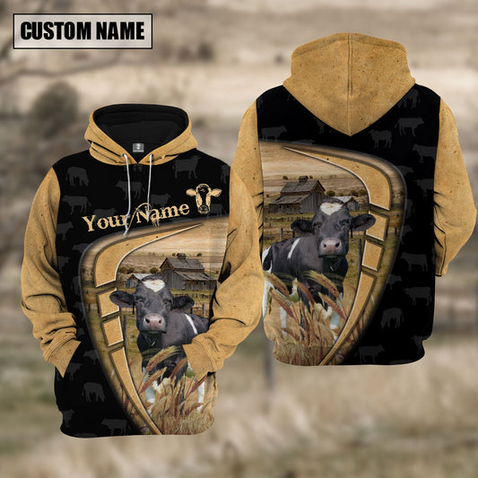 Uni Personalized Name Farm Holstein Black Yellow Hoodie