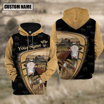 Uni Personalized Name Farm Hereford Black Yellow Hoodie