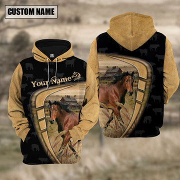 Uni Personalized Name Farm Horse Black Yellow Hoodie