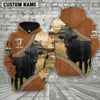 Uni Personalized Name Farm Black Angus Cattle Light Brown Hoodie