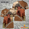 Uni Personalized Name Farm Red Angus Cattle Light Brown Hoodie