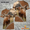 Uni Personalized Name Farm Texas Longhorn Cattle Light Brown Hoodie