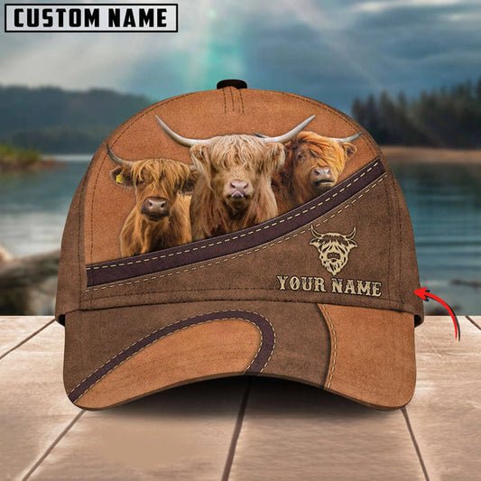 Uni Happiness Highland Personalized Name Brown 3D Classic Cap