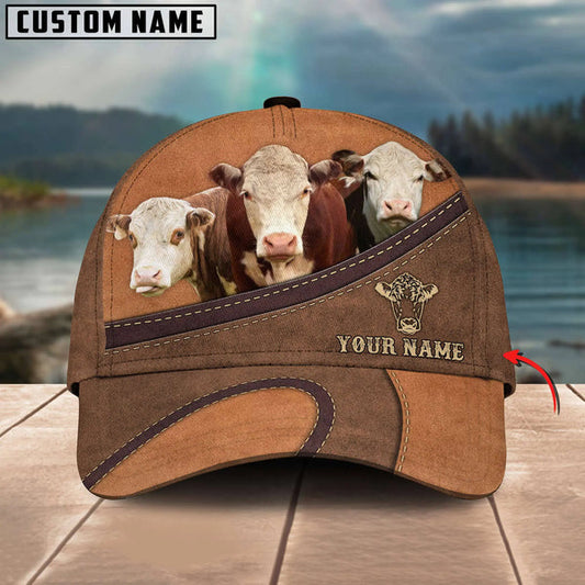 Uni Happiness Hereford Personalized Name Brown 3D Classic Cap