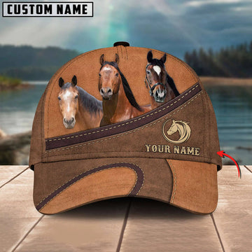 Uni Happiness Horse Personalized Name Brown 3D Classic Cap