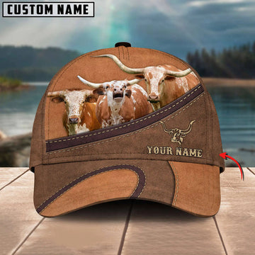 Uni Happiness Texas Longhorn Personalized Name Brown 3D Classic Cap