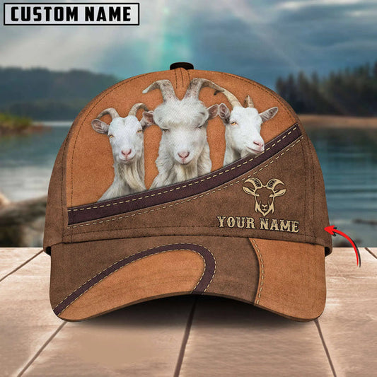 Uni Happiness Goat Personalized Name Brown 3D Classic Cap