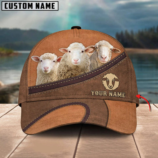 Uni Happiness Sheep Personalized Name Brown 3D Classic Cap