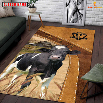 Uni Holstein Farming Brown Personalized Name 3D Rug