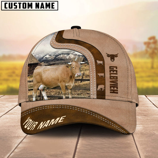 Uni Custom Name Gelbvieh Cattle Light Brown Cap