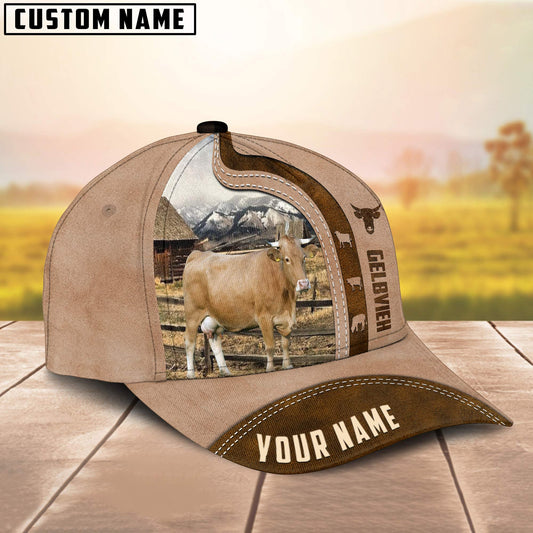 Uni Custom Name Gelbvieh Cattle Light Brown Cap