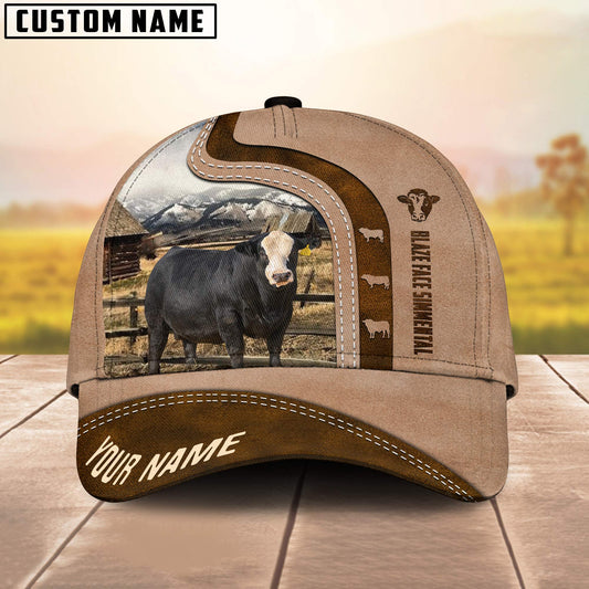 Uni Custom Name Blaze Face Simmental Light Brown Cap