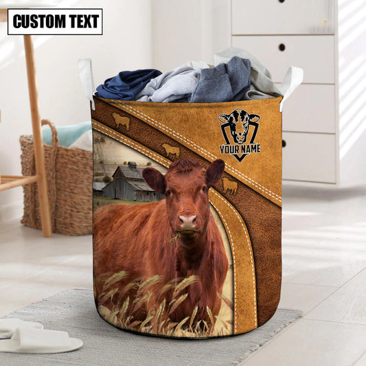 Uni Red Angus Cattle Brown Custom Name Basket