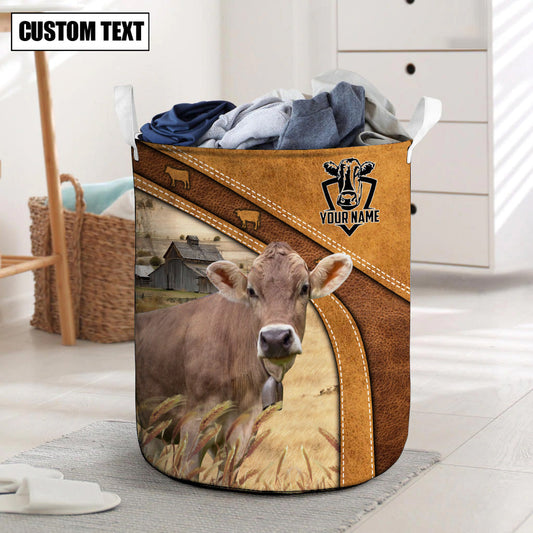 Uni Brown Swiss Cattle Brown Custom Name Basket