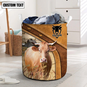 Uni Gelbvieh Cattle Brown Custom Name Basket