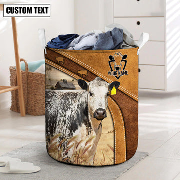 Uni White Park Cattle Cattle Brown Custom Name Basket