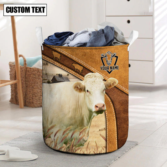 Uni Charolais Cattle Brown Custom Name Basket