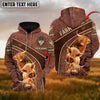 Uni Highland Cattle Personalized Name Brown Carving Leather Pattern 3D Hoodie