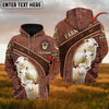 Uni Sheep Personalized Name Brown Carving Leather Pattern 3D Hoodie