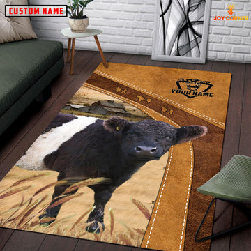 Uni Belted Galloway Farming Brown Personalized Name 3D Rug