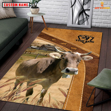 Uni Brown Swiss Farming Brown Personalized Name 3D Rug