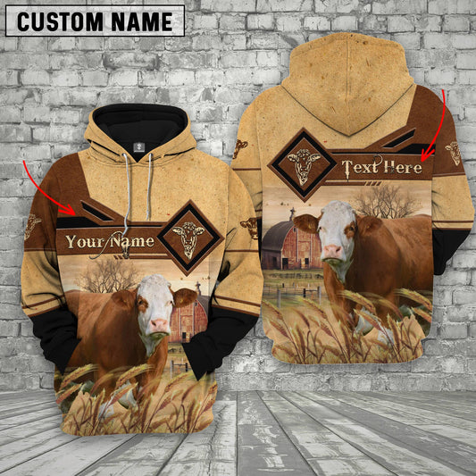 Uni Simmental On Farms Custom Name Printed 3D Hoodie