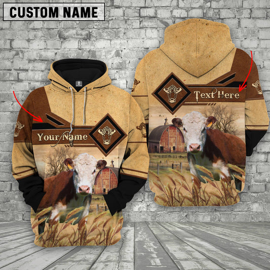 Uni Hereford On Farms Custom Name Printed 3D Hoodie