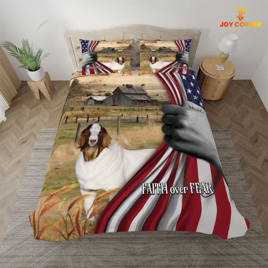 Uni Boer Goat 3D US Flag Bedding Set