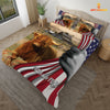 Uni Highland Cattle 3D US Flag Bedding Set