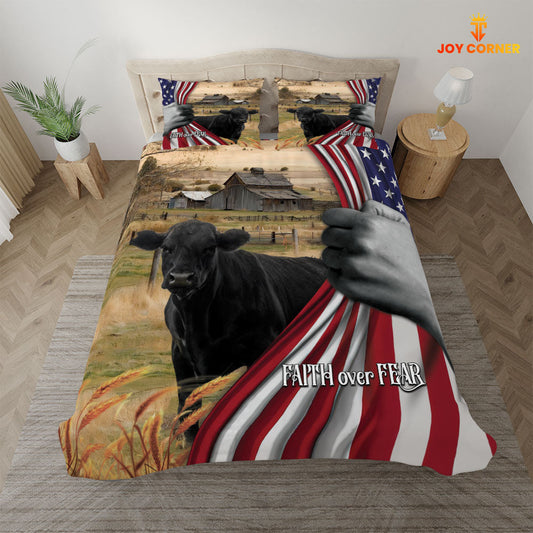 Uni Black Angus 3D US Flag Bedding Set