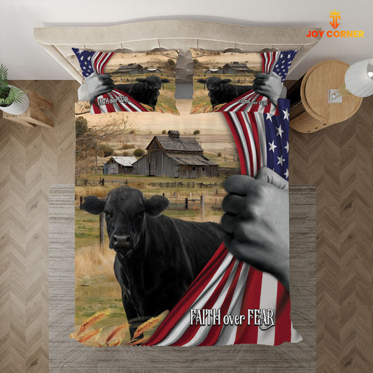 Uni Black Angus 3D US Flag Bedding Set