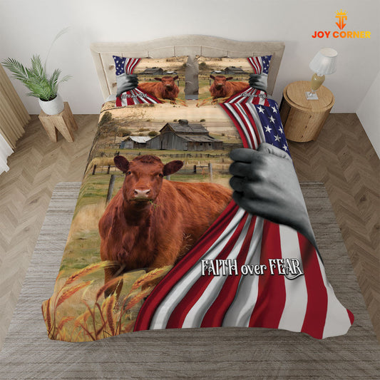 Uni Red Angus 3D US Flag Bedding Set