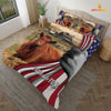 Uni Red Angus 3D US Flag Bedding Set