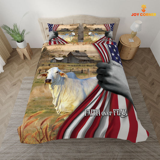 Uni Brahman Cattle 3D US Flag Bedding Set