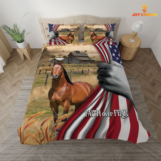 Uni Horse 3D US Flag Bedding Set