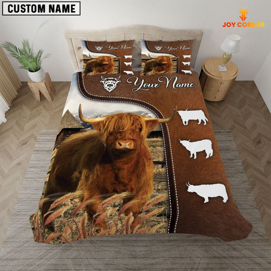 Uni Highland Cattle On Farm Brown 3D Bedding Set