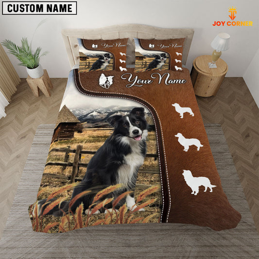 Uni Border Collie On Farm Brown 3D Bedding Set