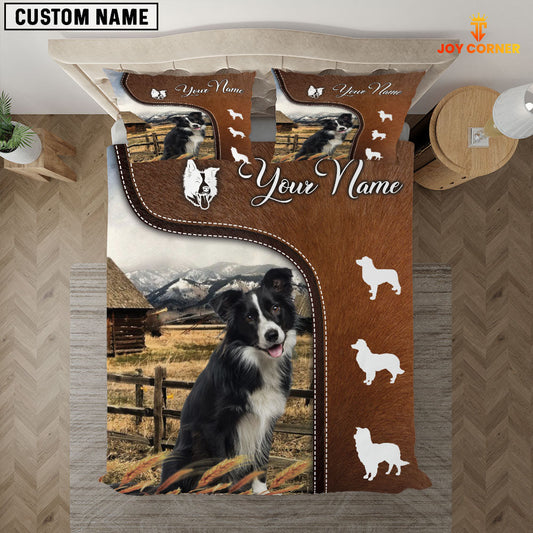 Uni Border Collie On Farm Brown 3D Bedding Set