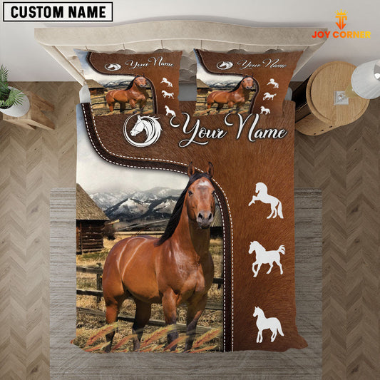 Uni Horse Jersey On Farm Brown 3D Bedding Set