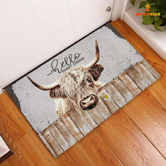 Uni Highland Cattle Hello Sweet Checks Doormat