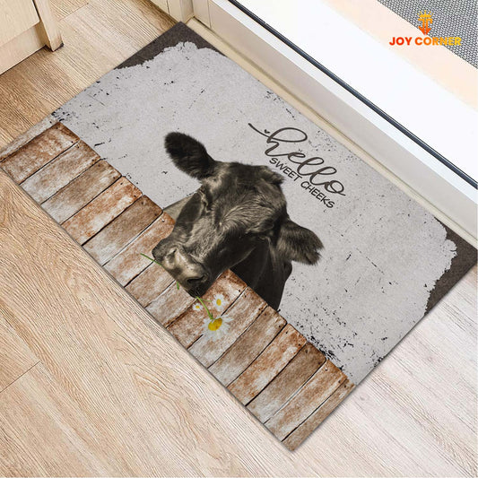 Uni Black Angus Hello Sweet Checks Doormat