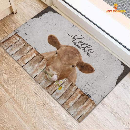 Uni Red Angus Hello Sweet Checks Doormat