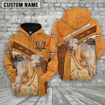 Uni Personalized Name Farm Blonde d'Aquitaine Cattle Hoodie TT