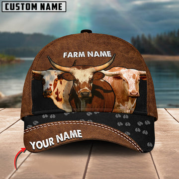 Uni Happy Texas Longhorn Customized Name And Farm Name 3D Classic Cap