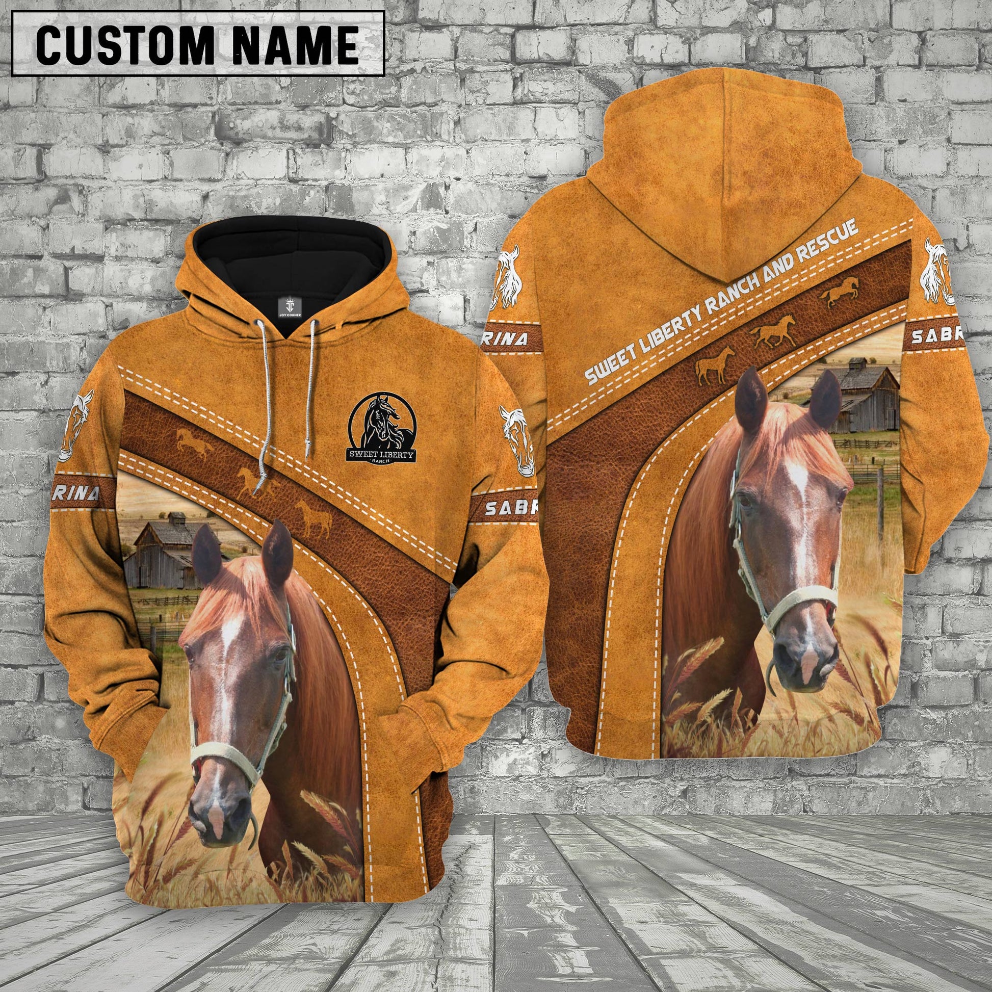 Uni Horse 3D Customized Name - Farm Name Hoodie For Sherry