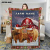 Uni Personalized Name Highland Cattle Merry Christmas Pattern 3D Blanket