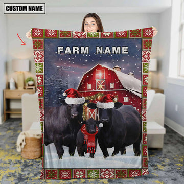 Uni Personalized Name Black Angus Merry Christmas Pattern 3D Blanket