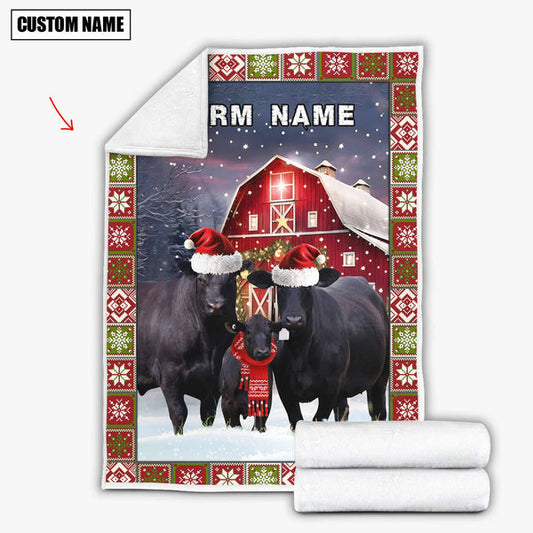 Uni Personalized Name Black Angus Merry Christmas Pattern 3D Blanket