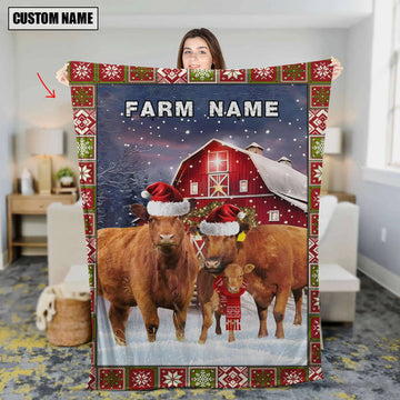 Uni Personalized Name Red Angus Merry Christmas Pattern 3D Blanket